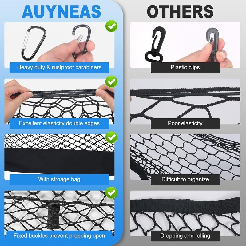 AuyNeas for Toyota Tacoma Envelope Style Truck Bed Cargo Net - Fits 2013-2024 2025 2026 Tacoma Accessories Cargo Net for Pickup Truck Bed - Heavy Duty Carabiners - Image 5